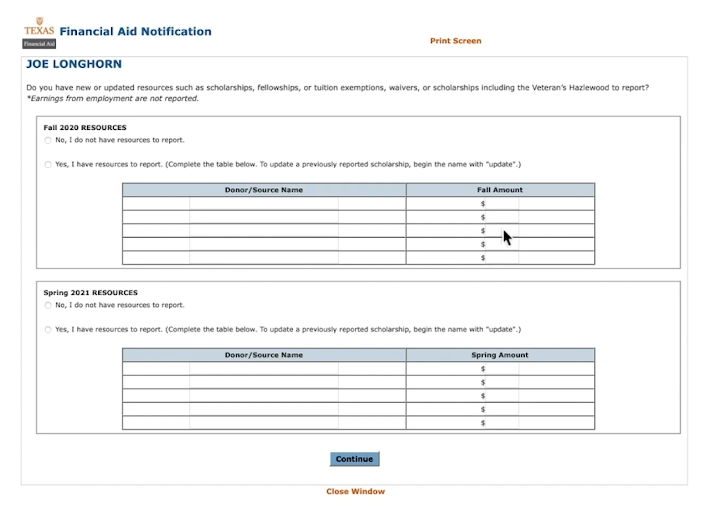 Scholarship Donor Page